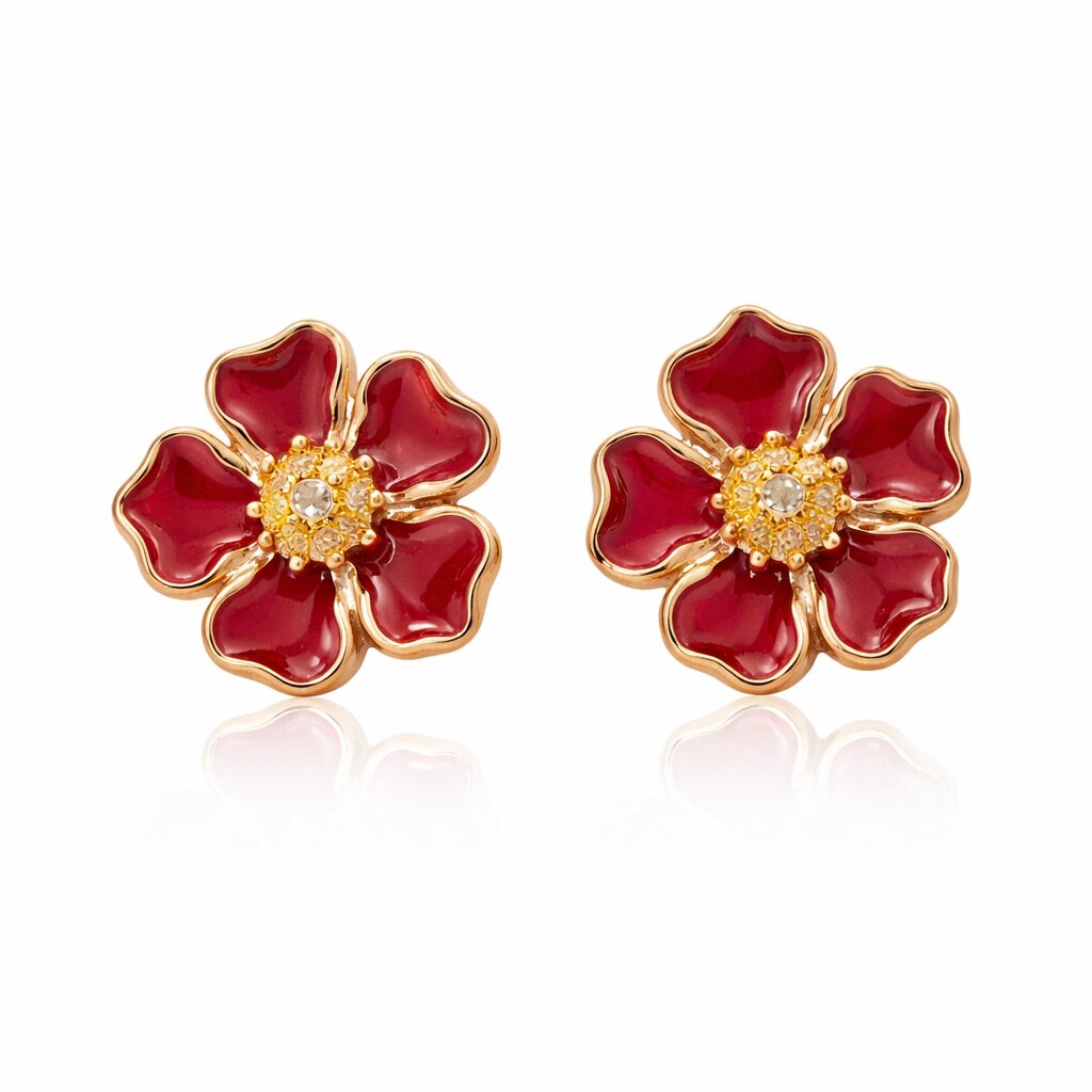 Red wine flower earrings