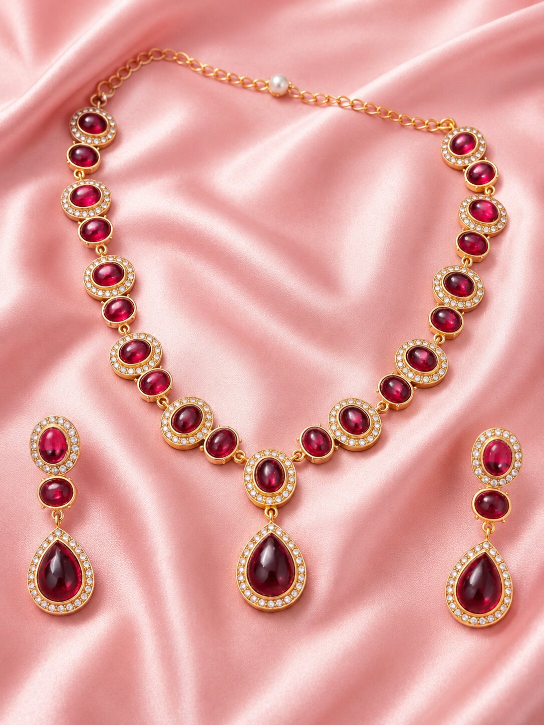 Devika Maroon Indian Traditional Necklace Set