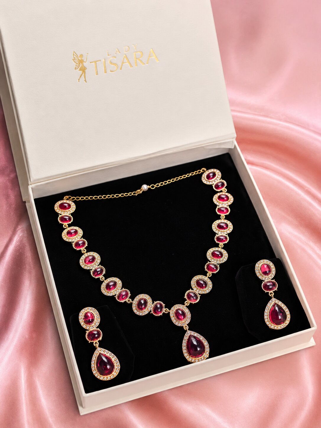 Devika Maroon Indian Traditional Necklace Set