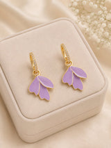 Purple leaf earrings