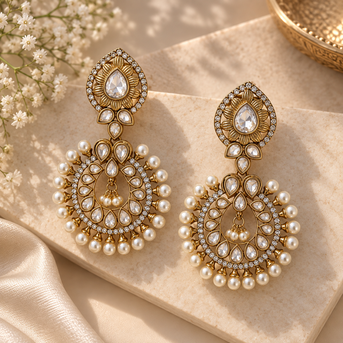 White pearl earrring
