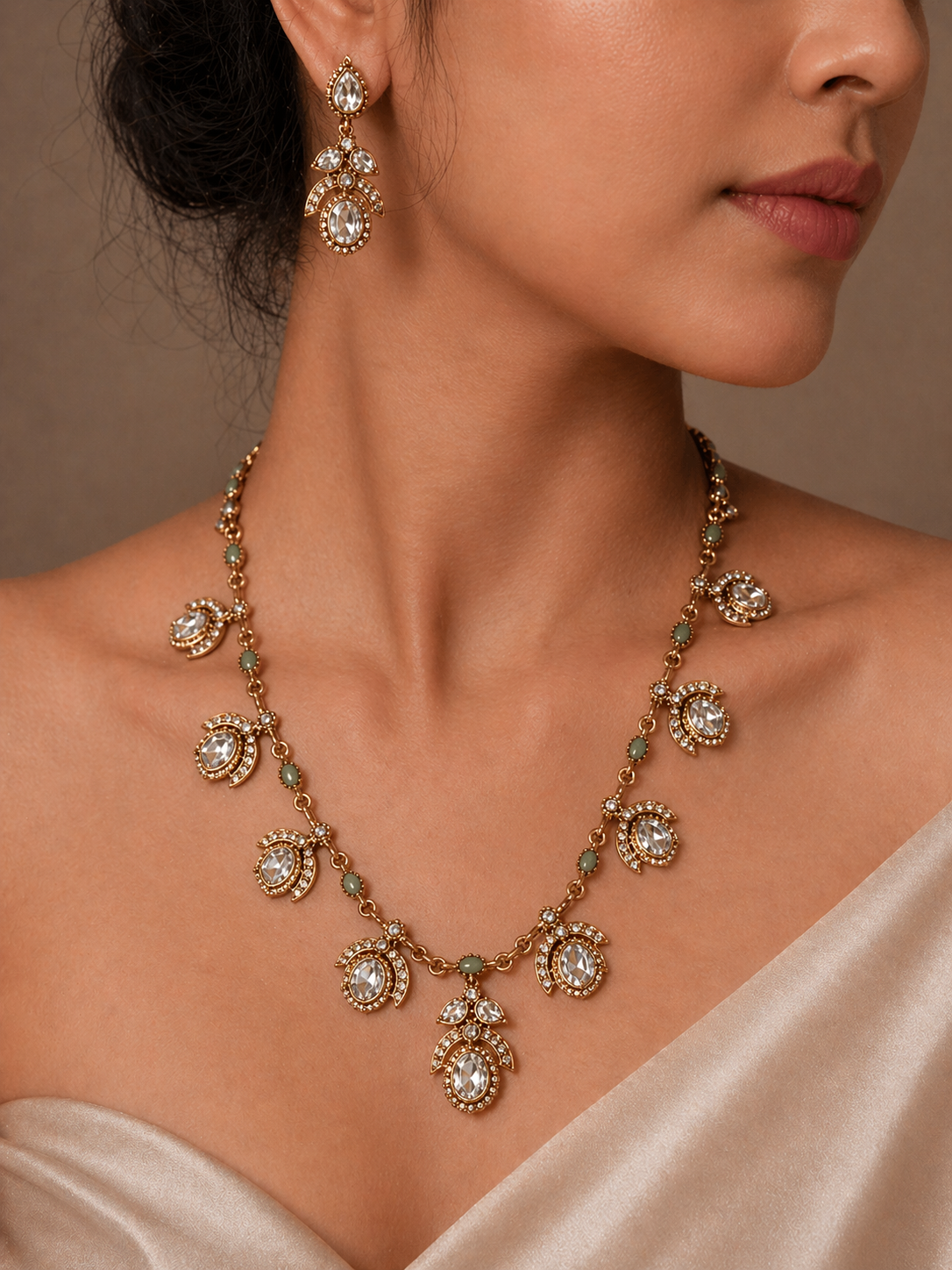 Pushkar Kundan Necklace with earrings