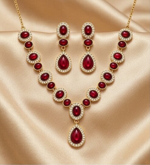 Devika Maroon Indian Traditional Necklace Set