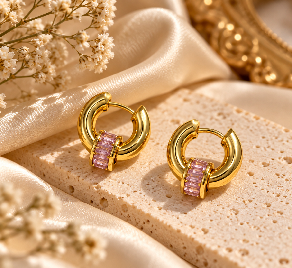 Gesha Pink Hoop Earrings