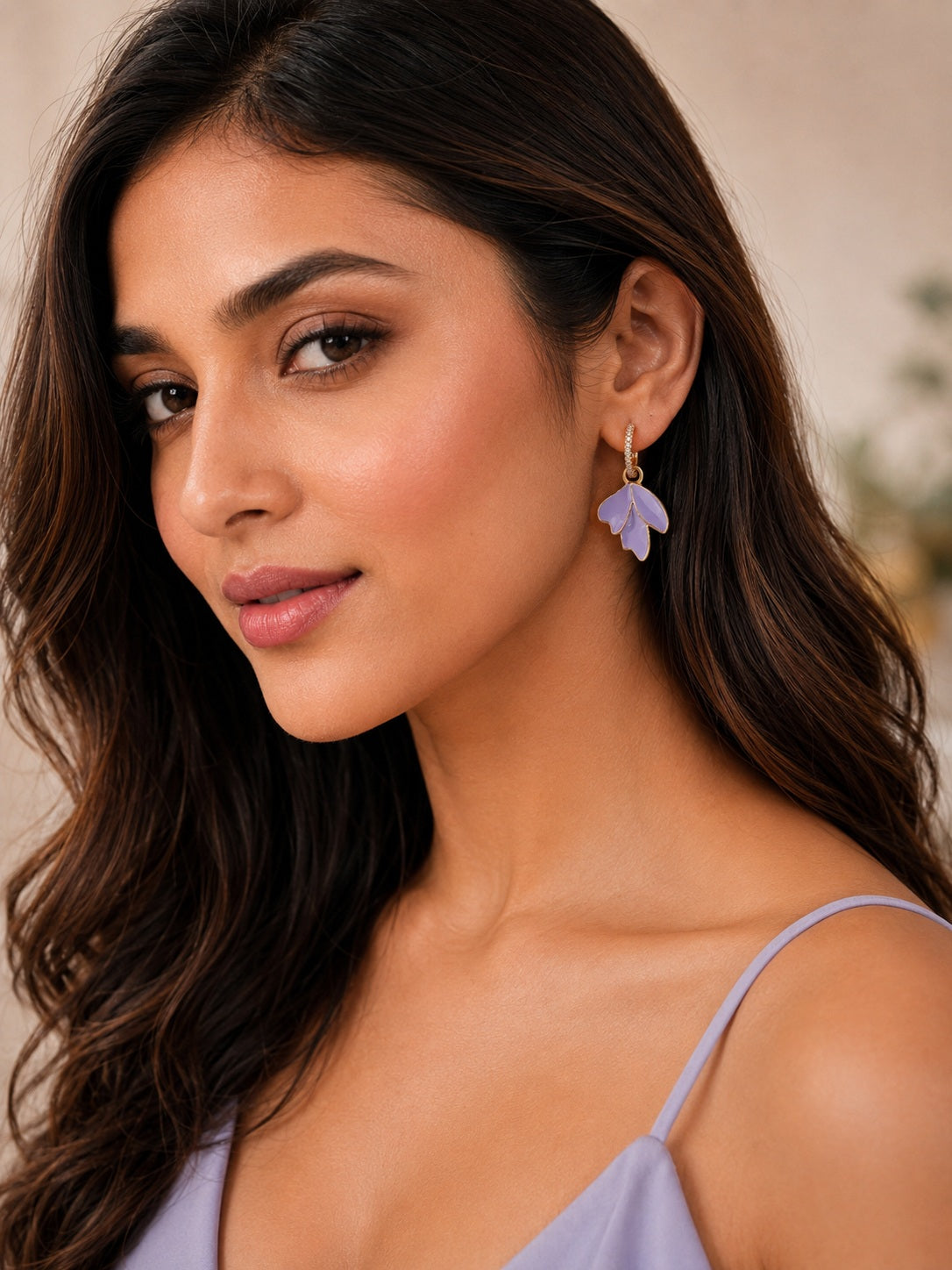 Purple leaf earrings