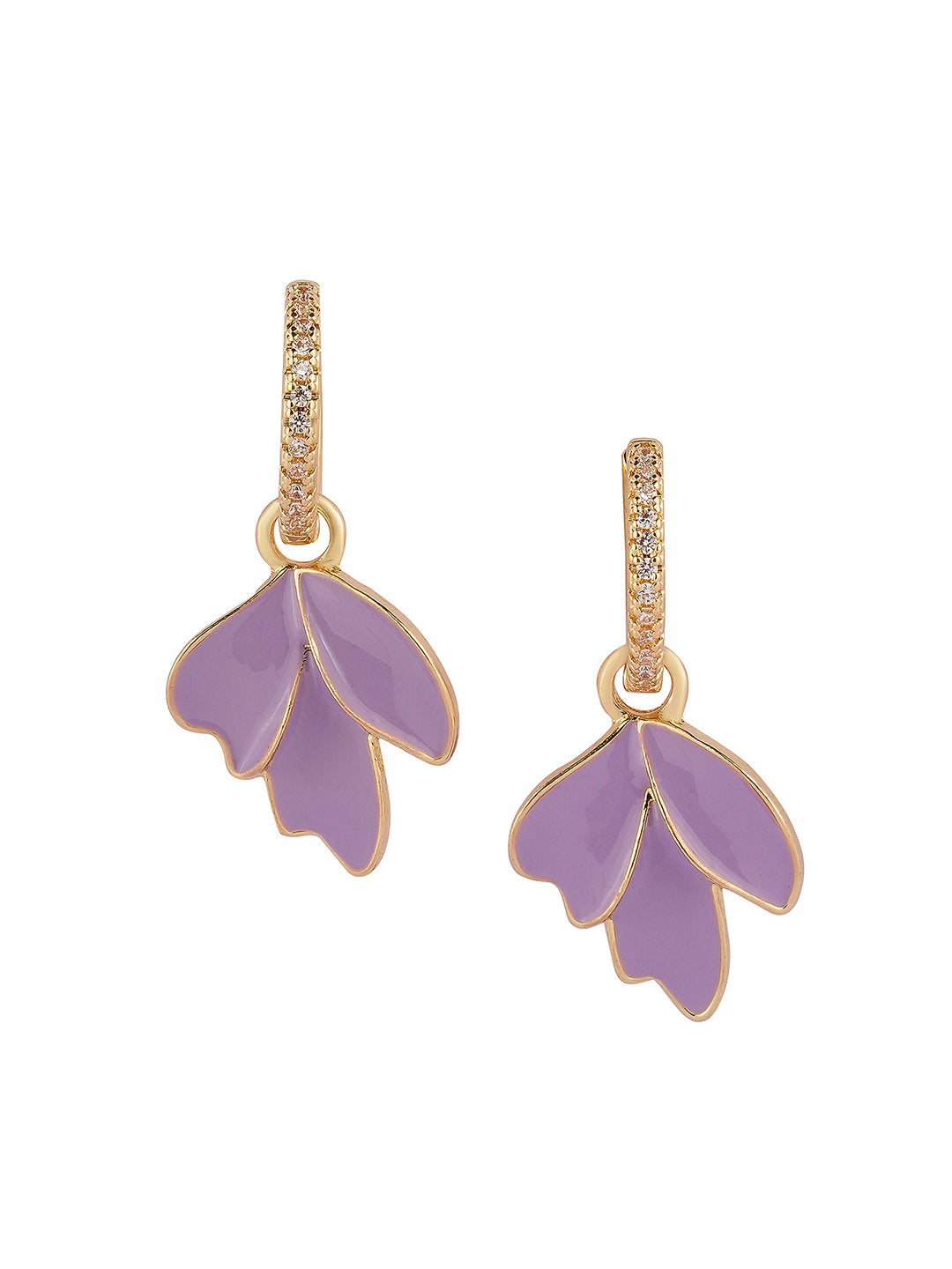 Purple leaf earrings