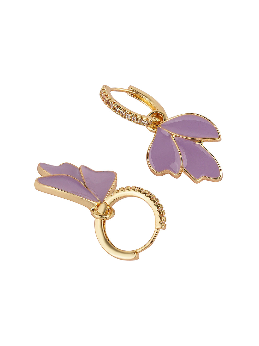 Purple leaf earrings
