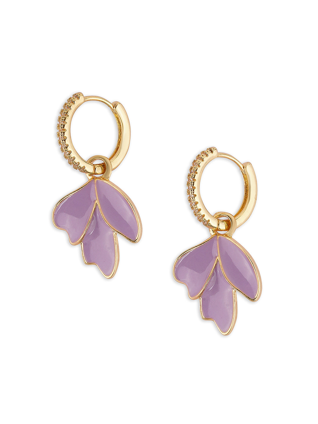 Purple leaf earrings