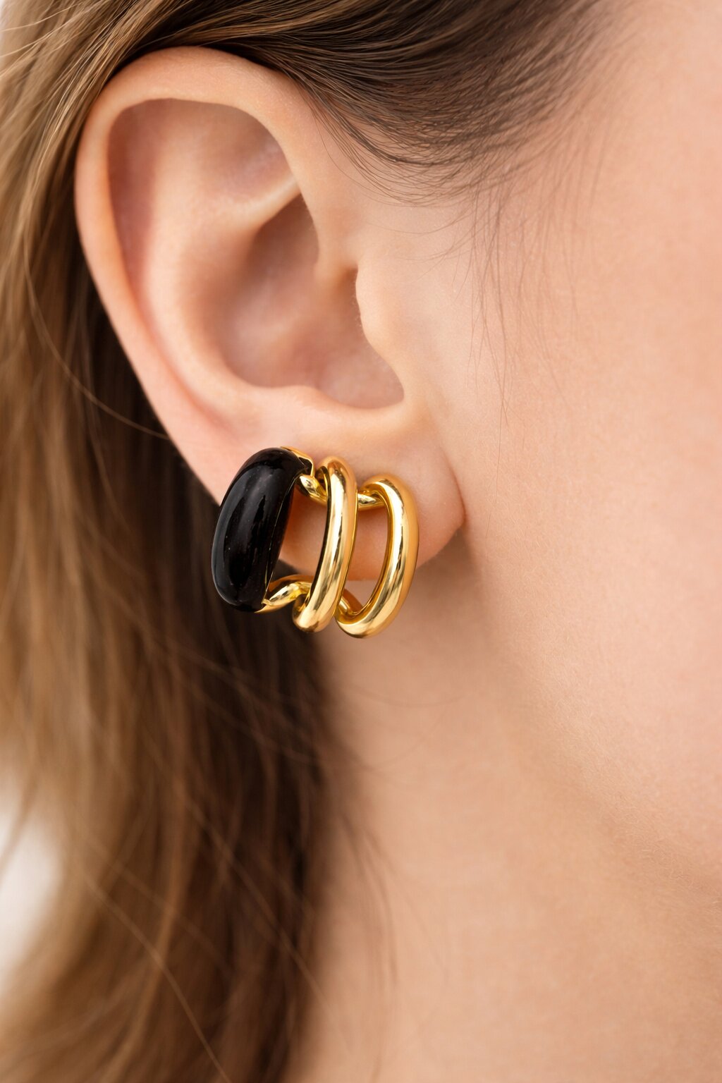 Black maze earrings