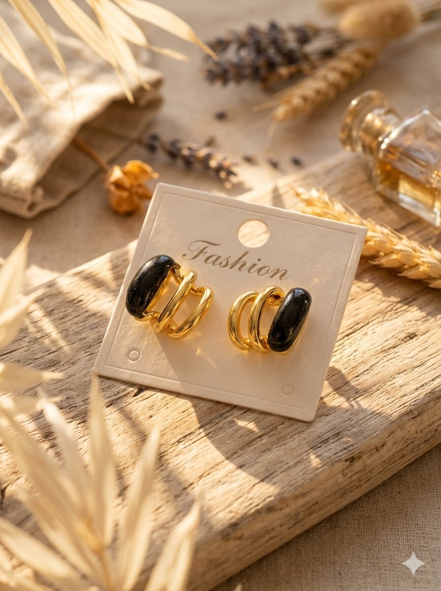 Black maze earrings