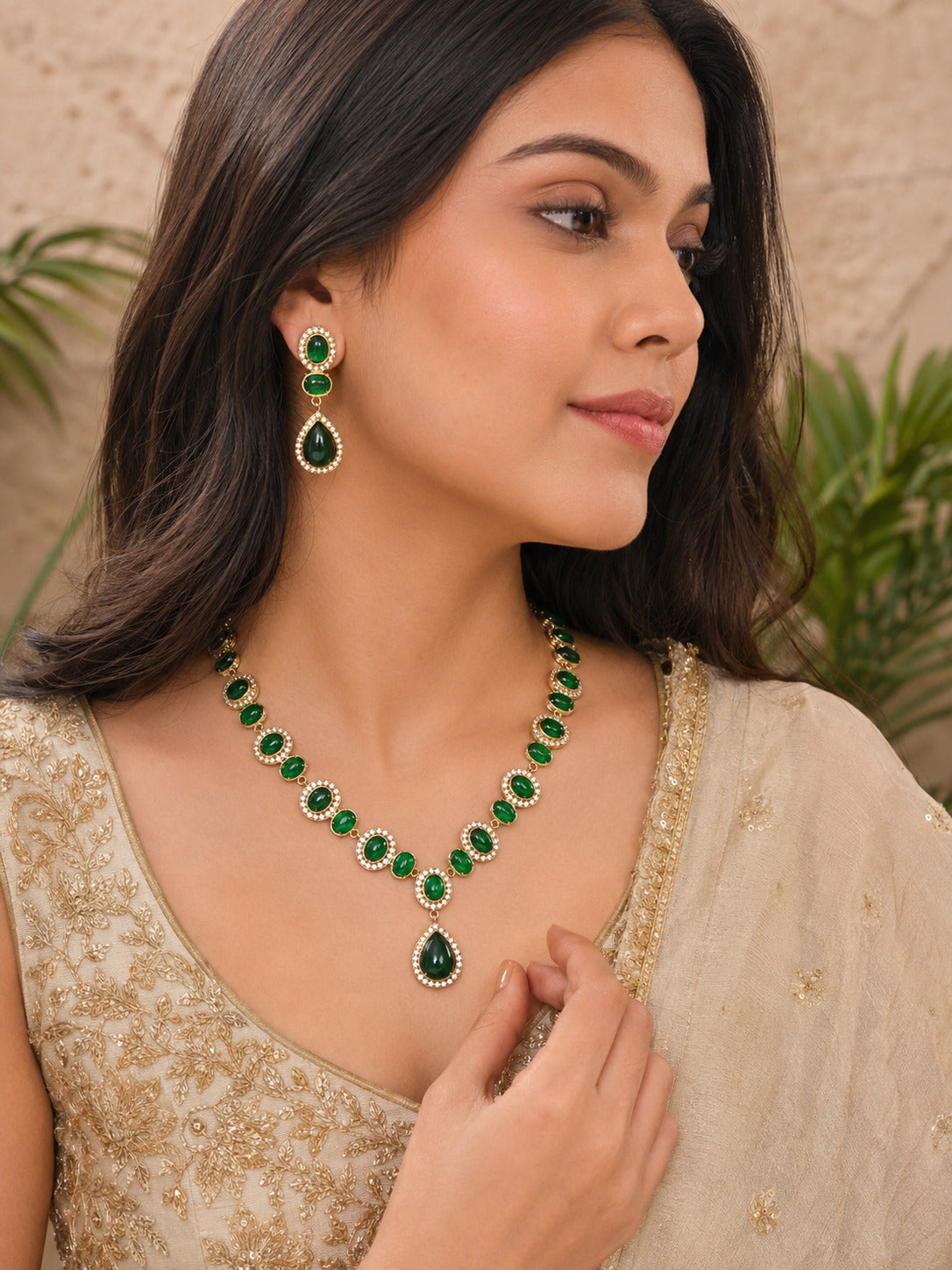 Devika Green Indian Traditional Necklace Set