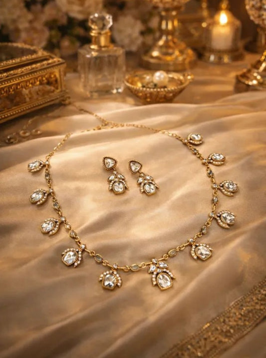 Pushkar Kundan Necklace with earrings