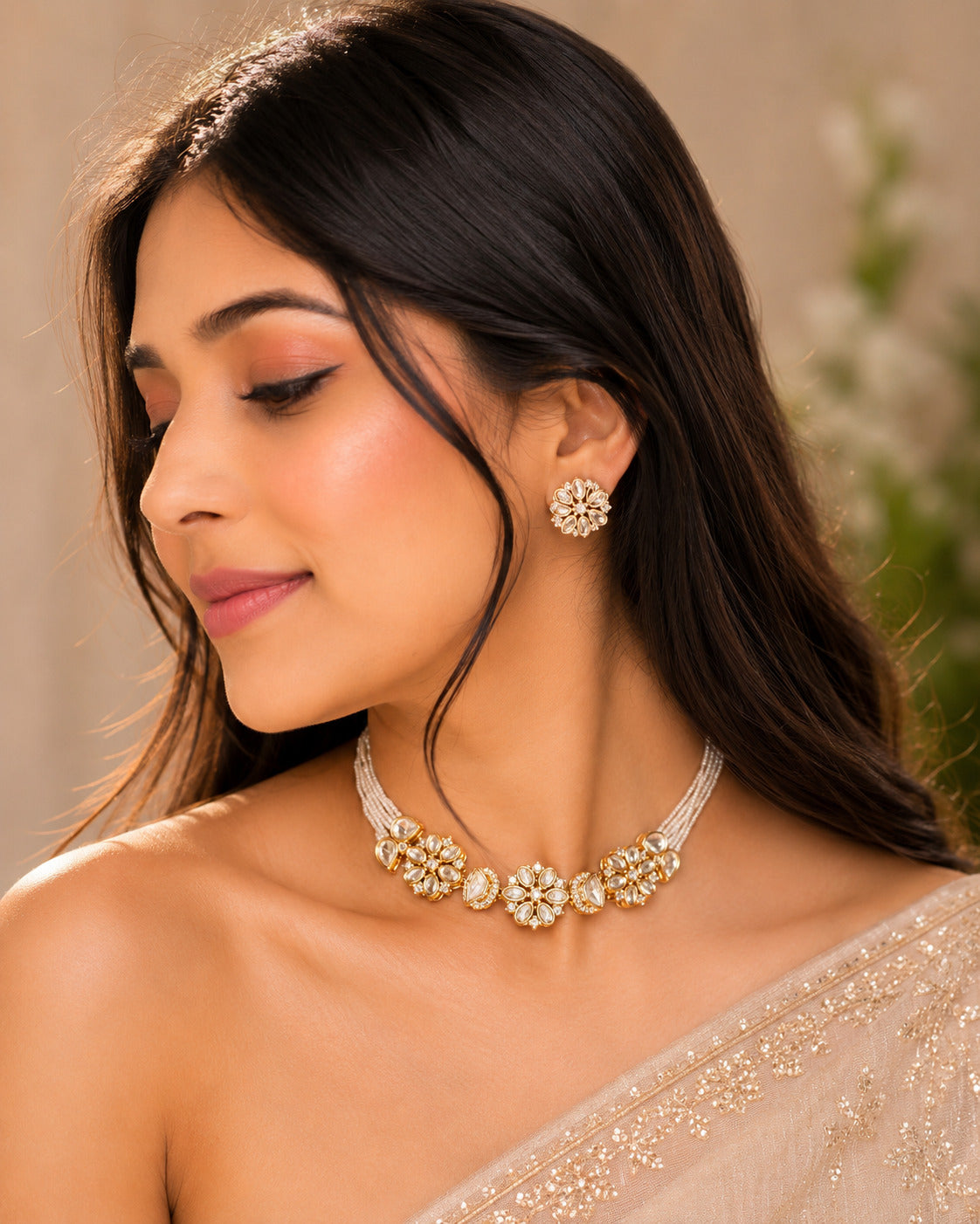 Eiraa Kundan Necklace set with earrings