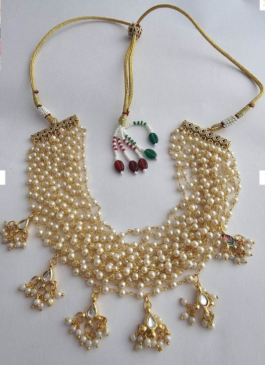 Sanskriti Pearl Choker with Drops Necklace