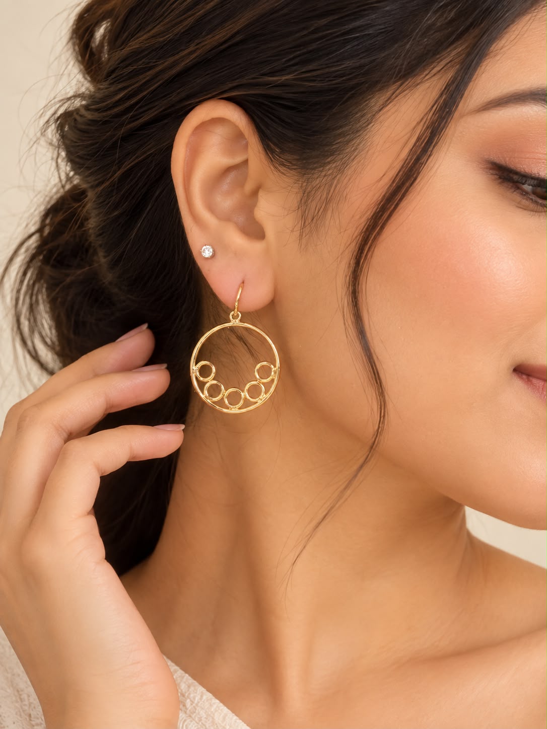 Vanya Circle Brass Earrings