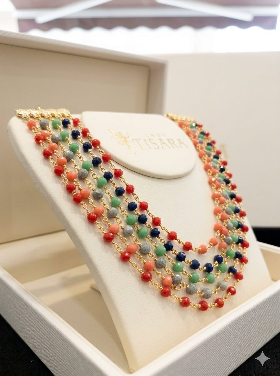 Multicolor beads Layered Necklace Set
