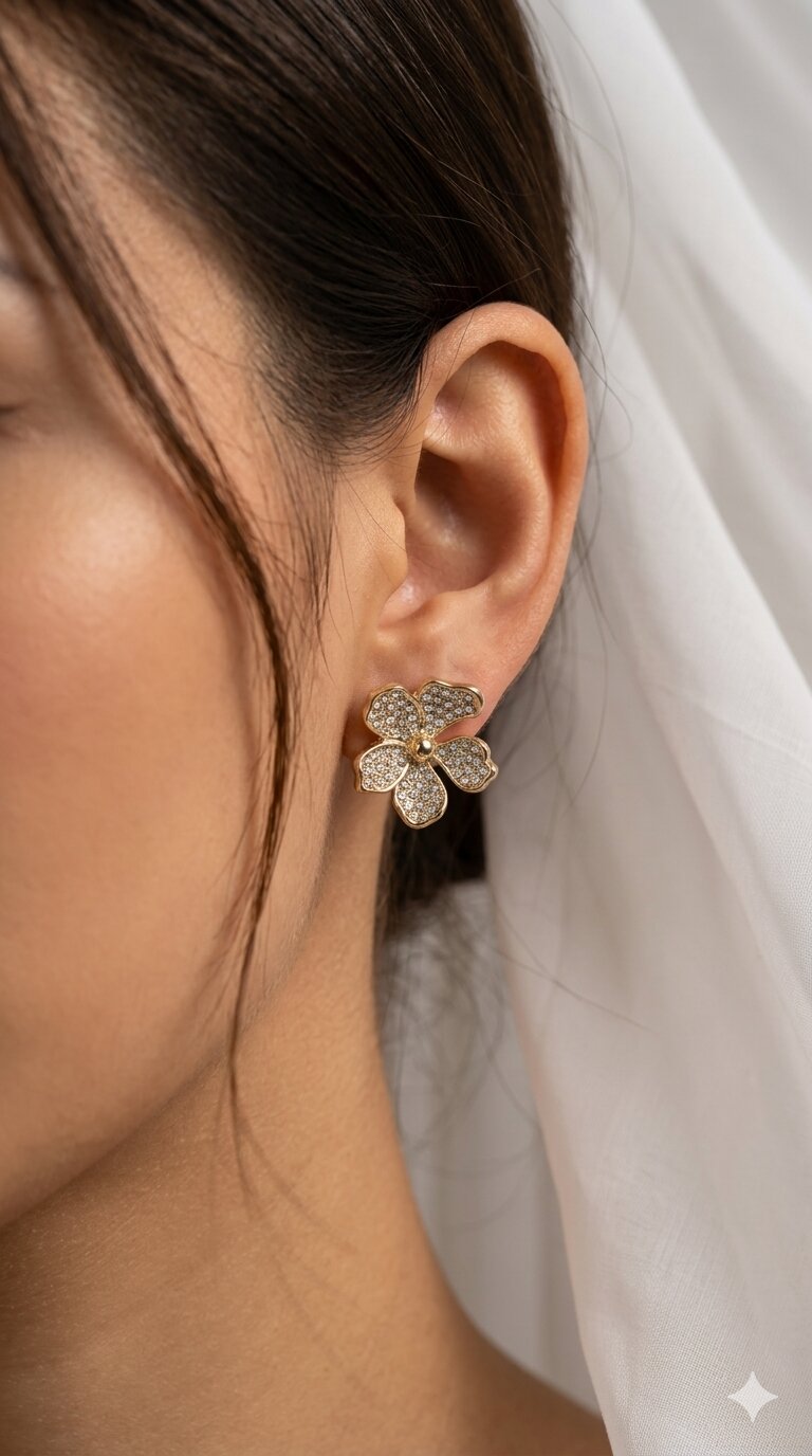Crystal flowerstud earrings